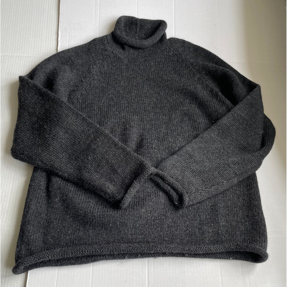 Vintage J Crew Wool Roll Neck Fisherman Sweater Medium Unisex